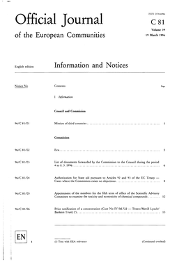 Official Journal C 81 Volume 39 of the European Communities 19 March 1996