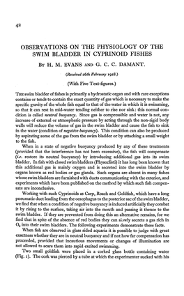 Observations on the Physiology of the Swim Bladder in Cyprinoid Fishes by H