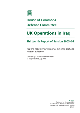 UK Operations in Iraq