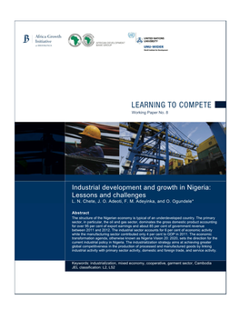 Industrial Development and Growth in Nigeria: Lessons and Challenges