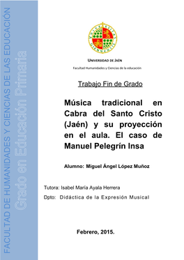 Música Tradicional En Cabra Del Santo Cristo (Jaén) Y Su Proyección En El Aula