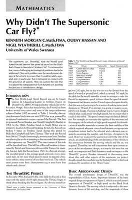 Why Didn't the Supersonic Car Fly?