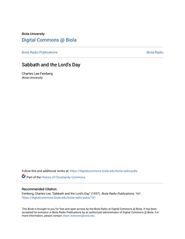 Sabbath and the Lord's Day