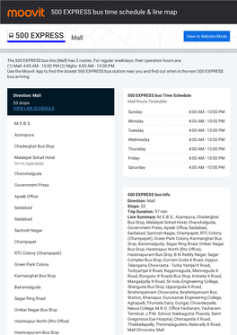 500 EXPRESS Bus Time Schedule & Line Route