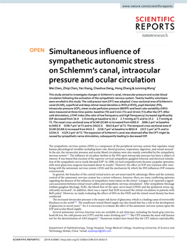 Simultaneous Influence of Sympathetic Autonomic Stress on Schlemm's