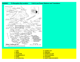 QUEBEC TV Reception by Location Full & Low Power Stations and Translators