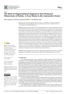 The Role of Organizational Support in Non-Technical Dimensions of Safety: a Case Study in the Automotive Sector
