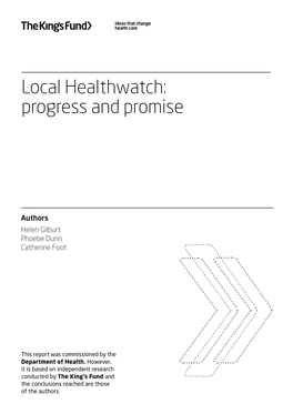 Local Healthwatch: Progress and Promise