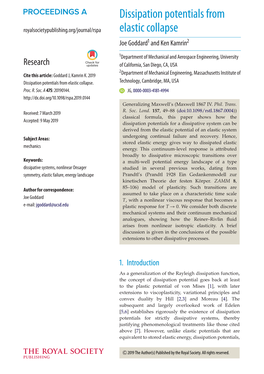 Dissipation Potentials from Elastic Collapse