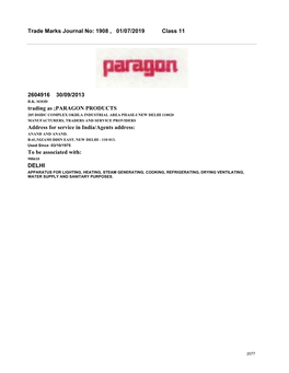 1908 , 01/07/2019 Class 11 2604916 30/09/2013 Trading As