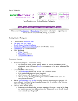 Newsreaders.Com: Getting Started: Netiquette