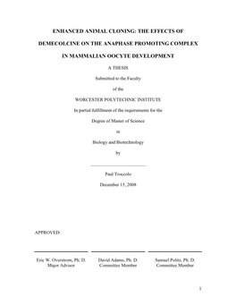 The Effects of Demecolcine on the Anaphase Promoting