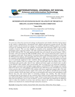 Determinants of Exchange Rate Volatility of the Kenyan Shilling