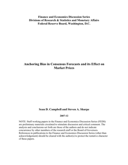 Anchoring Bias in Consensus Forecasts and Its Effect on Market Prices