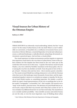 Visual Sources for Urban History of the Ottoman Empire
