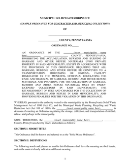 1 Municipal Solid Waste Ordinance (Sample