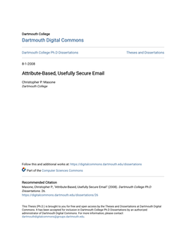 Attribute-Based, Usefully Secure Email