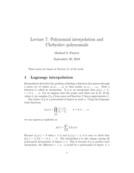 Polynomial Interpolation and Chebyshev Polynomials