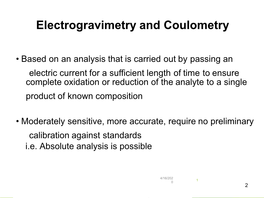 Electrogravimetry and Coulometry