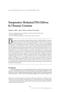 Sonoporation: Mechanical DNA Delivery by Ultrasonic Cavitation