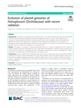 Evolution of Plastid Genomes of Holcoglossum