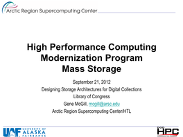 High Performance Computing Modernization Program Mass Storage