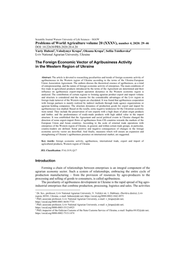 29–46 the Foreign Economic Vector of Agribusiness