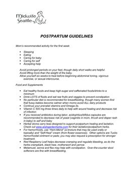 Postpartum Guidelines