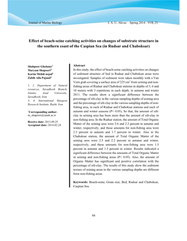 Effect of Beach-Seine Catching Activities on Changes of Substrate Structure in the Southern Coast of the Caspian Sea (In Rudsar and Chaboksar)