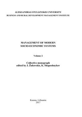 Management of Modern Socio-Economic Systems