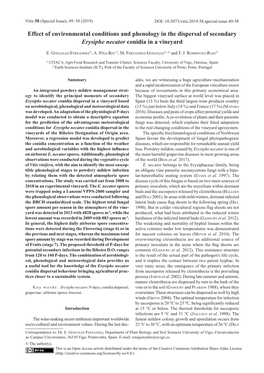 Effect of Environmental Conditions and Phenology in the Dispersal of Secondary Erysiphe Necator Conidia in a Vineyard