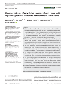 How a Shift in Phenology Affects Critical Life‐History Traits in Annual Fishes