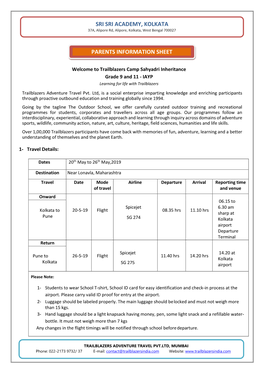 Sri Sri Academy, Kolkata Parents Information Sheet