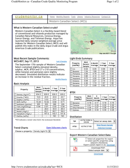 Crudemonitor.Ca Western Canadian Select (WCS)