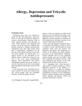 Allergy, Depression and Tricyclic Antidepressants