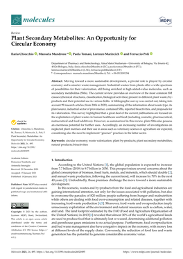 Plant Secondary Metabolites: an Opportunity for Circular Economy