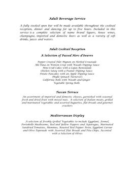 Bar Mitzvah Menu- Served Dinner