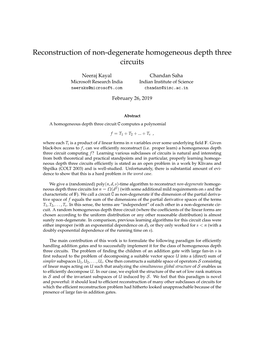 Reconstruction of Non-Degenerate Homogeneous Depth Three Circuits