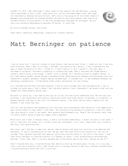 Matt Berninger on Patience