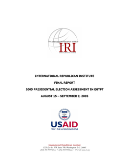 Egypt's 2005 Presidential Election Assessment Report