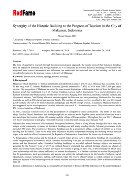 Synergity of the Historic Building to the Progress of Tourism in the City of Makassar, Indonesia