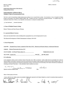 National Register of Historic Places Multiple Property Documentation Form