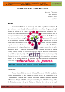 EIIRJ) ISSN 2277-8721 Bi-Monthlyelectronic Reviewed Journal July/Aug 2012