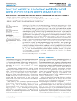 Safety and Feasibility of Simultaneous Ipsilateral Proximal Carotid Artery Stenting and Cerebral Aneurysm Coiling