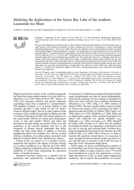 Modeling the Deglaciation of the Green Bay Lobe of the Southern Laurentide Ice Sheet