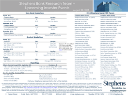 Stephens Bank Research Team