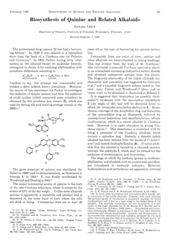 Biosynthesis of Quinine and Related Alkaloids EDM-ARI)LEETE