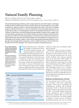 Natural Family Planning BRIAN A