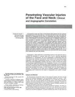 Penetrating Vascular Injuries of the Face and Neck: Clinical and Angiographic Correlation