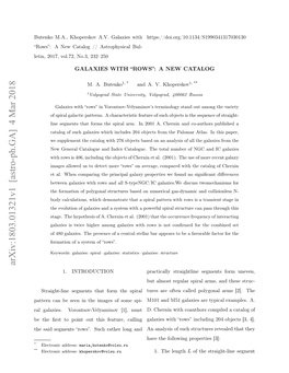 Arxiv:1803.01321V1 [Astro-Ph.GA] 4 Mar 2018 H Adsget Rw” Uhrte Ogand Calling Long Feature, Rather Such This “Rows”